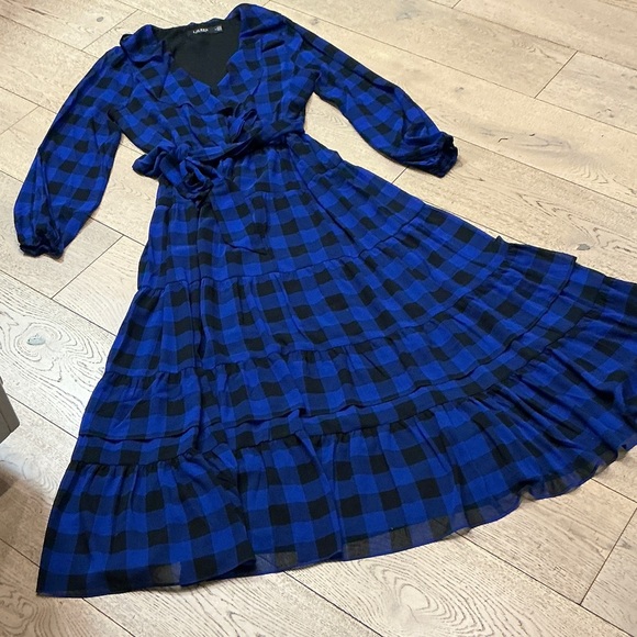 Lauren Ralph Lauren Dresses & Skirts - Woman’s Lauren Ralph Lauren blue/black  gingham prairie dress. Size 6. Like new!
